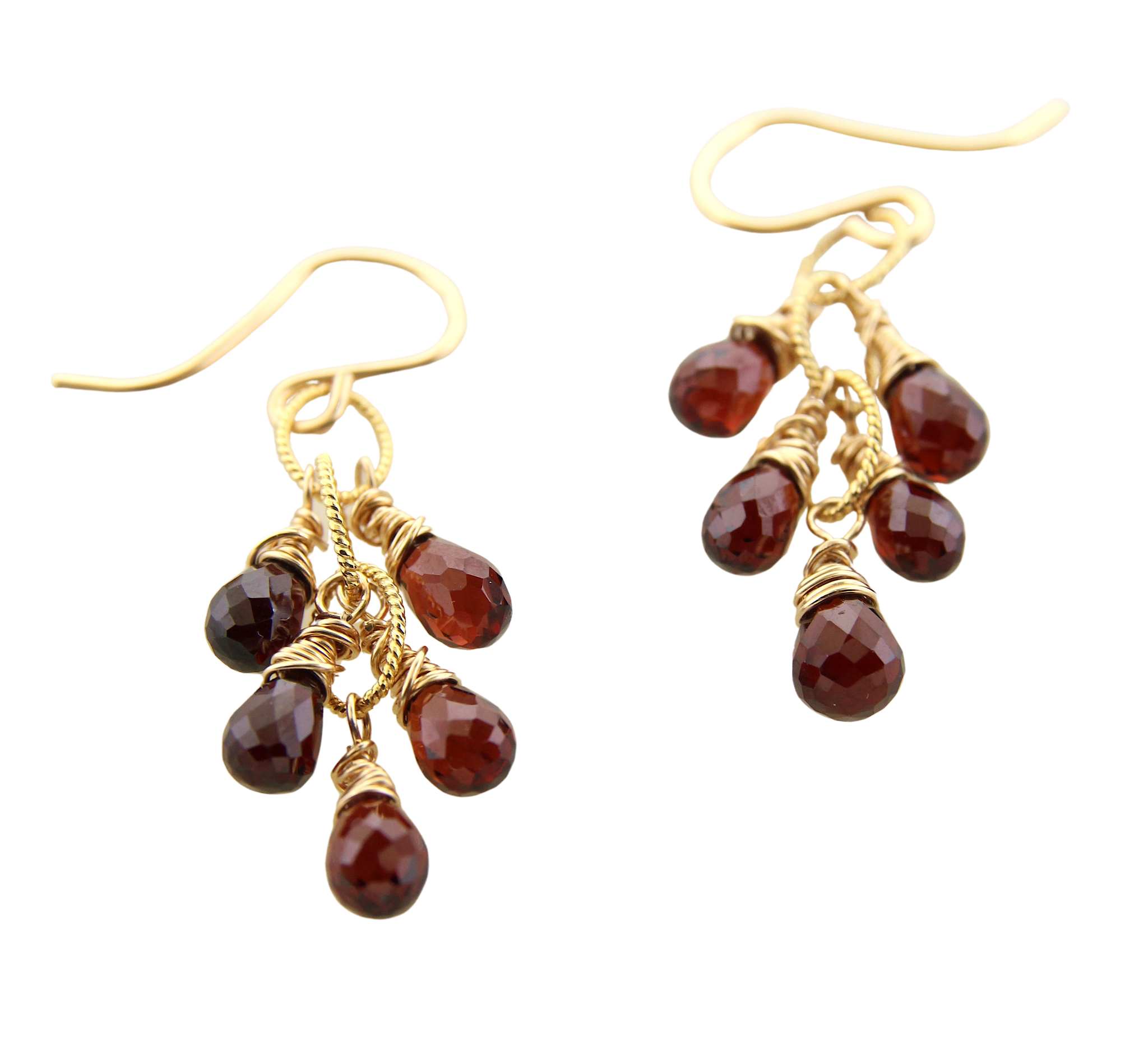 Gemstone Cluster Earrings - Garnet