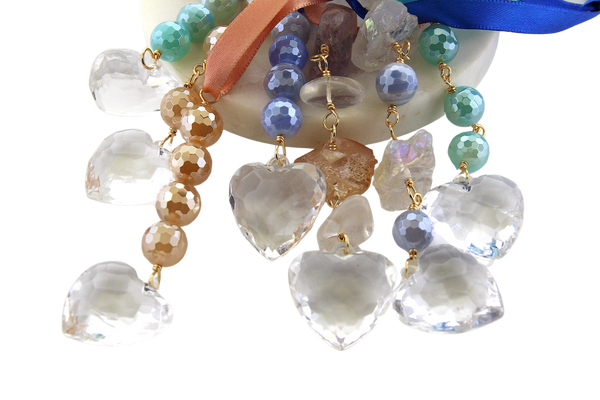 Heart & Gemstones Ornament - Assorted Stones