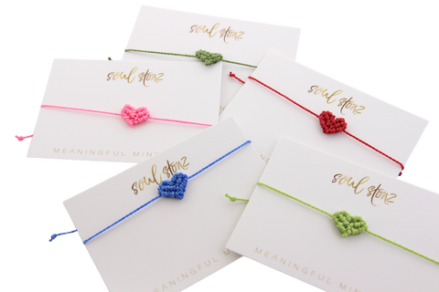 Macramé Heart String Bracelet - Assorted Colors