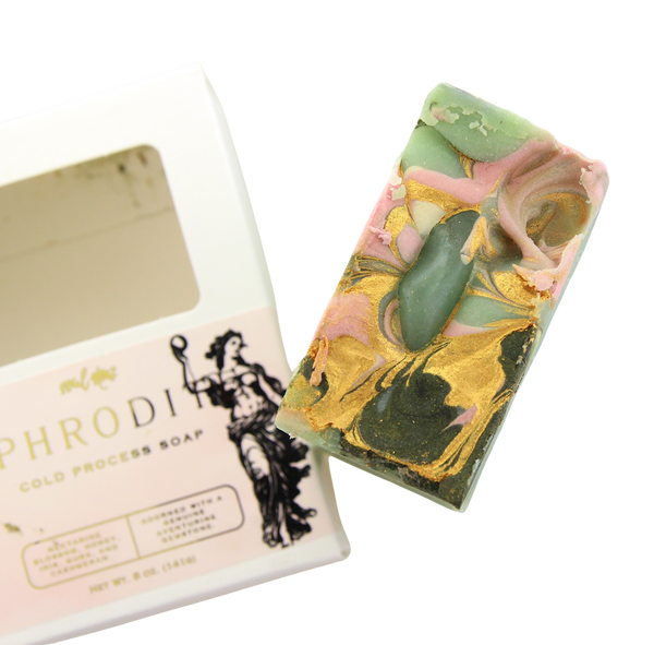 Aphrodite Cold Pressed Soap with Green Aventurine Crystal