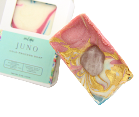 Juno Cold Pressed Soap with Rose Quartz Crystal
