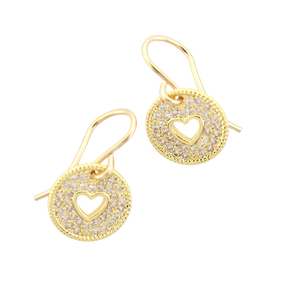 Circle Heart Pave Earrings - CZ
