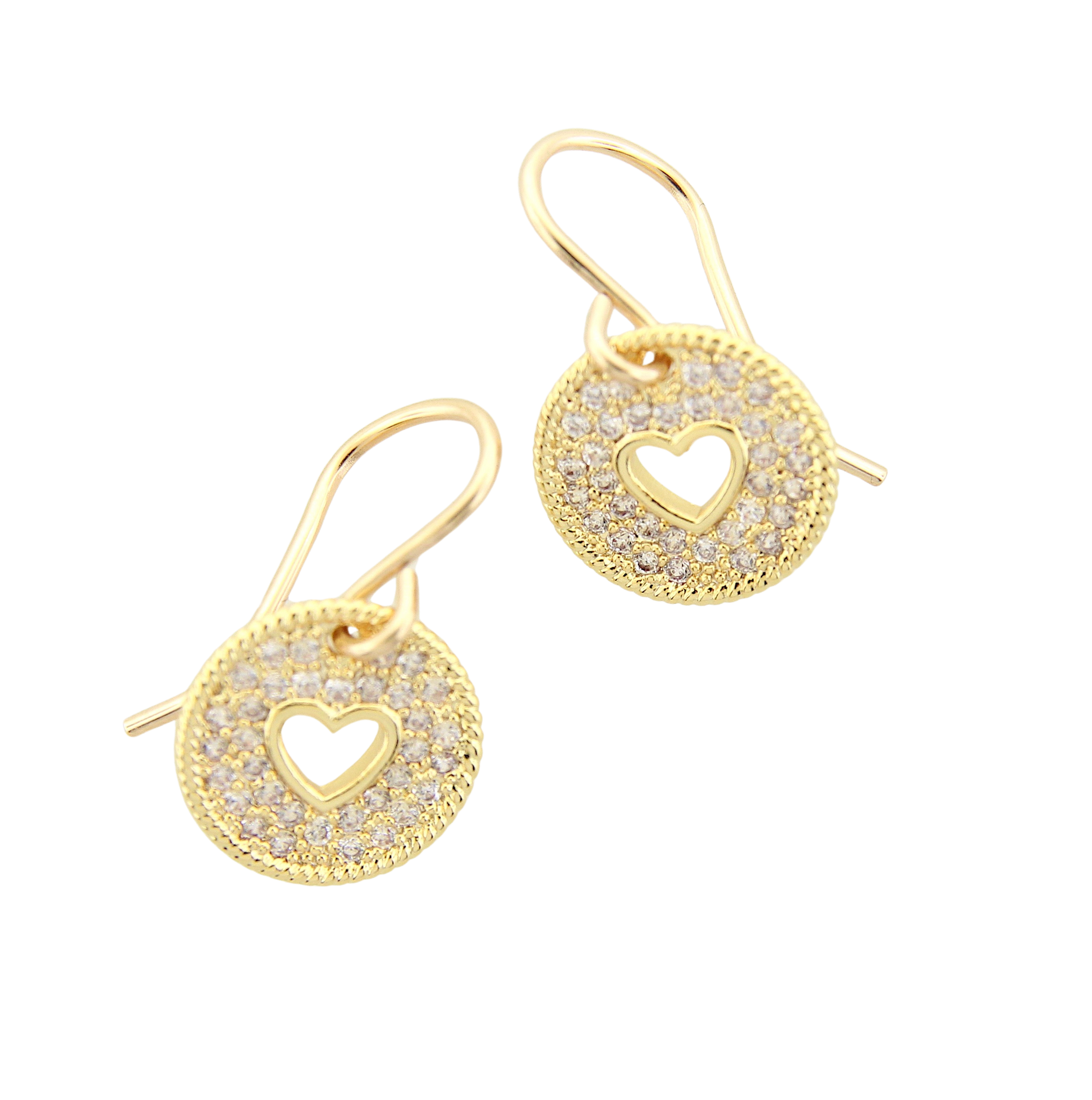 Circle Heart Pave Earrings - CZ
