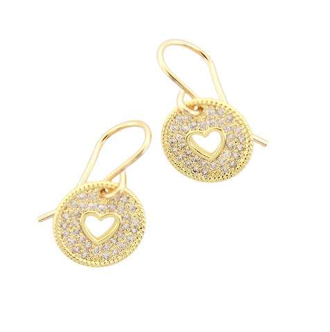 Circle Heart Pave Earrings - CZ