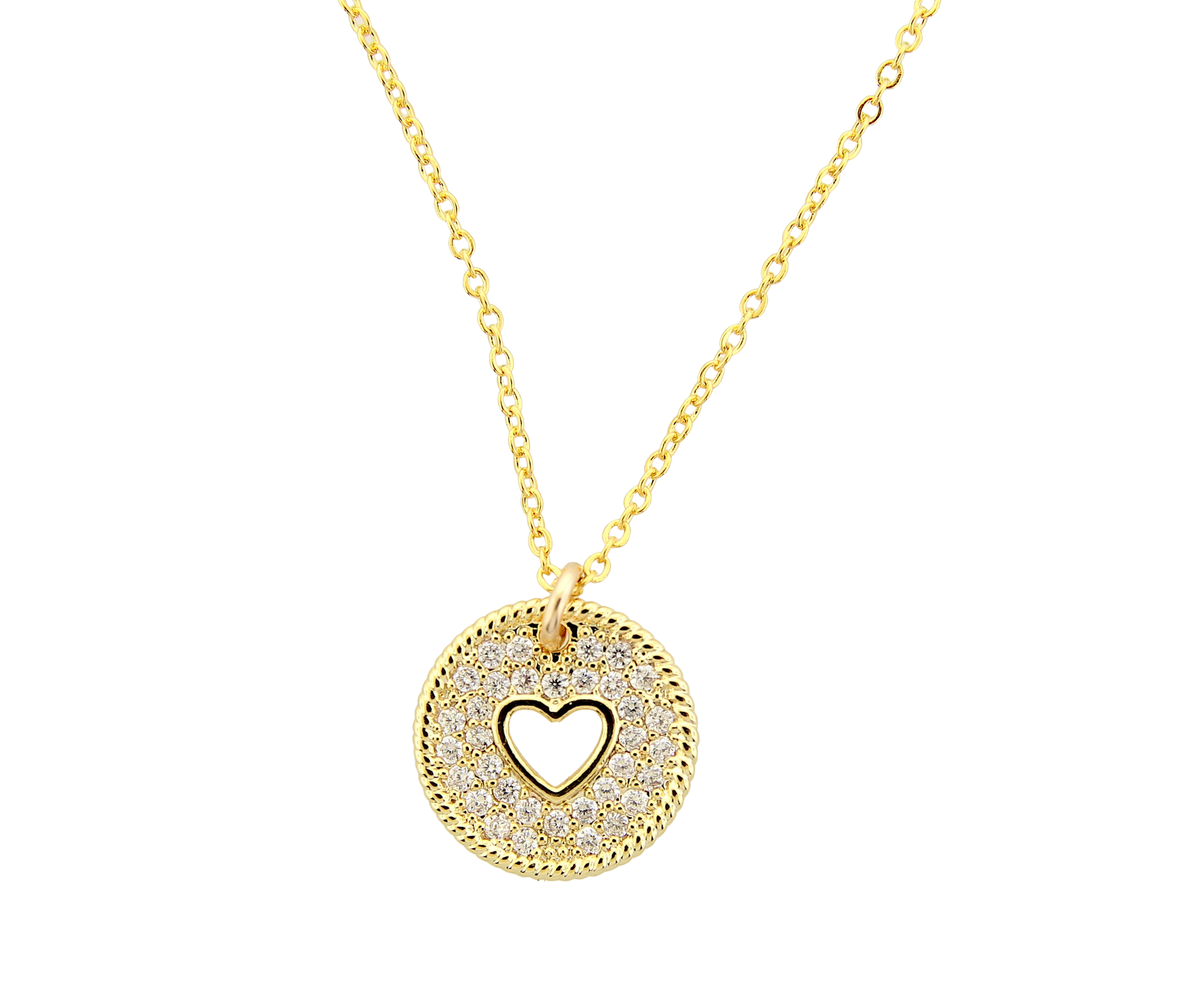 Circle Heart Pave Necklace