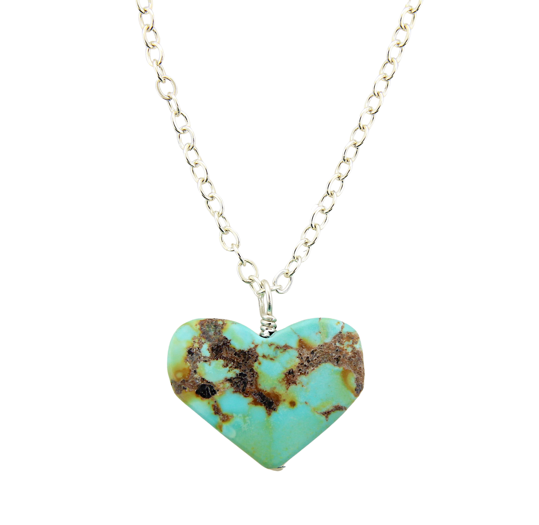 Turquoise Heart Necklace - Sterling Silver