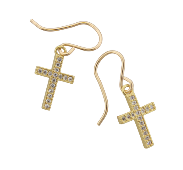 CZ Cross Earrings