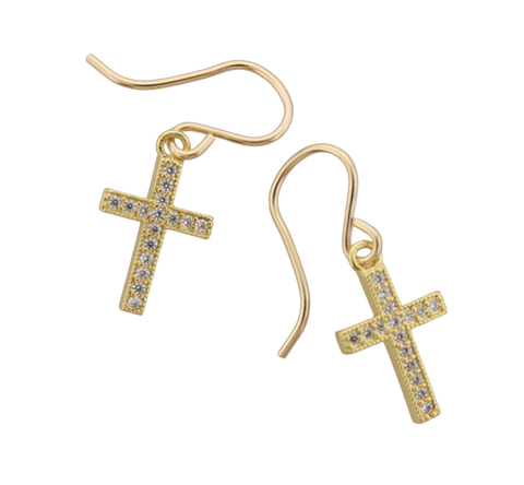 CZ Cross Earrings