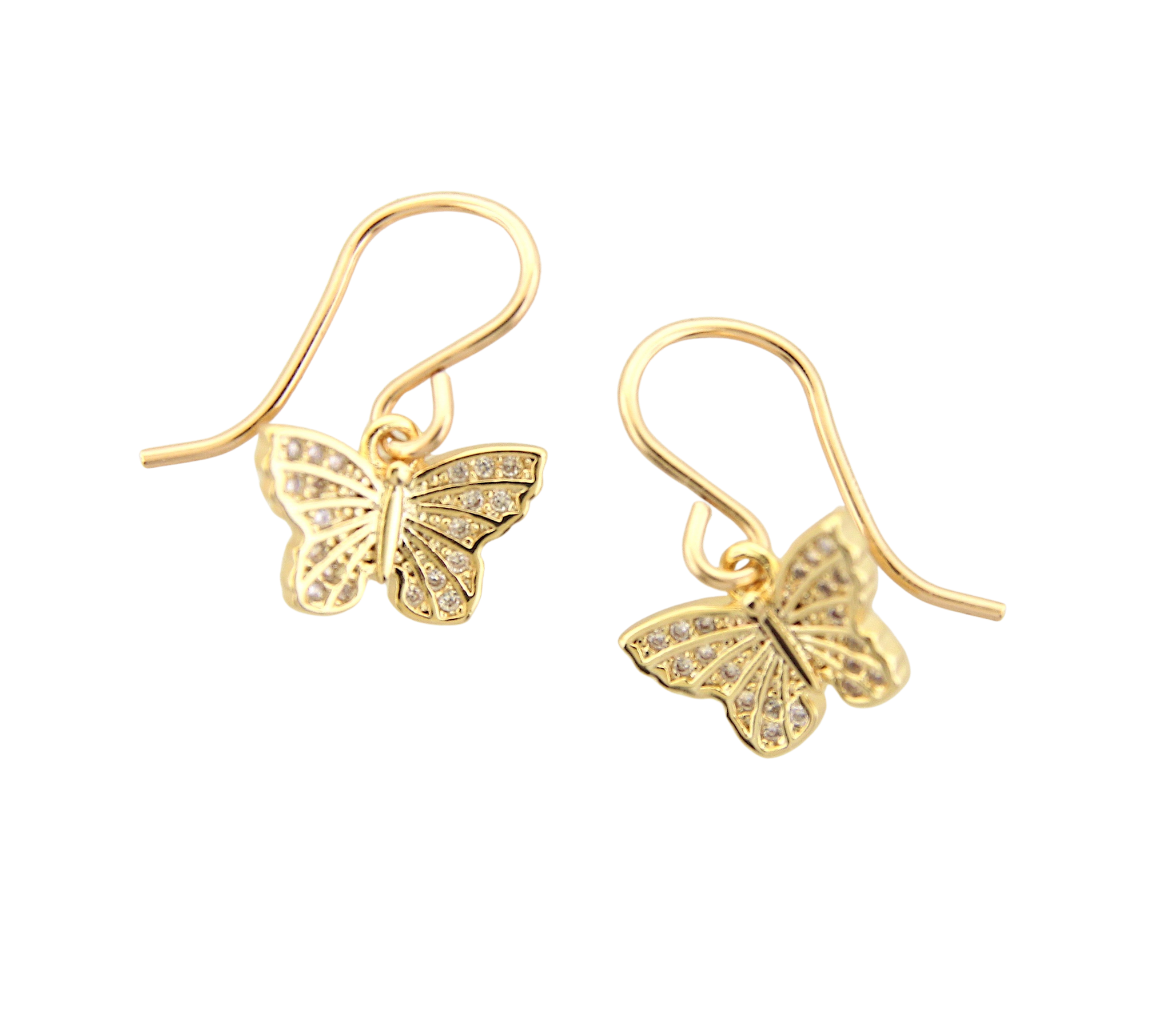 Small Butterfly Charm CZ Earrings