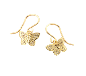 Small Butterfly Charm CZ Earrings
