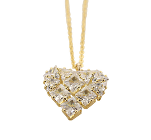 CZ - Sparkle Cube Heart Pendant Necklace