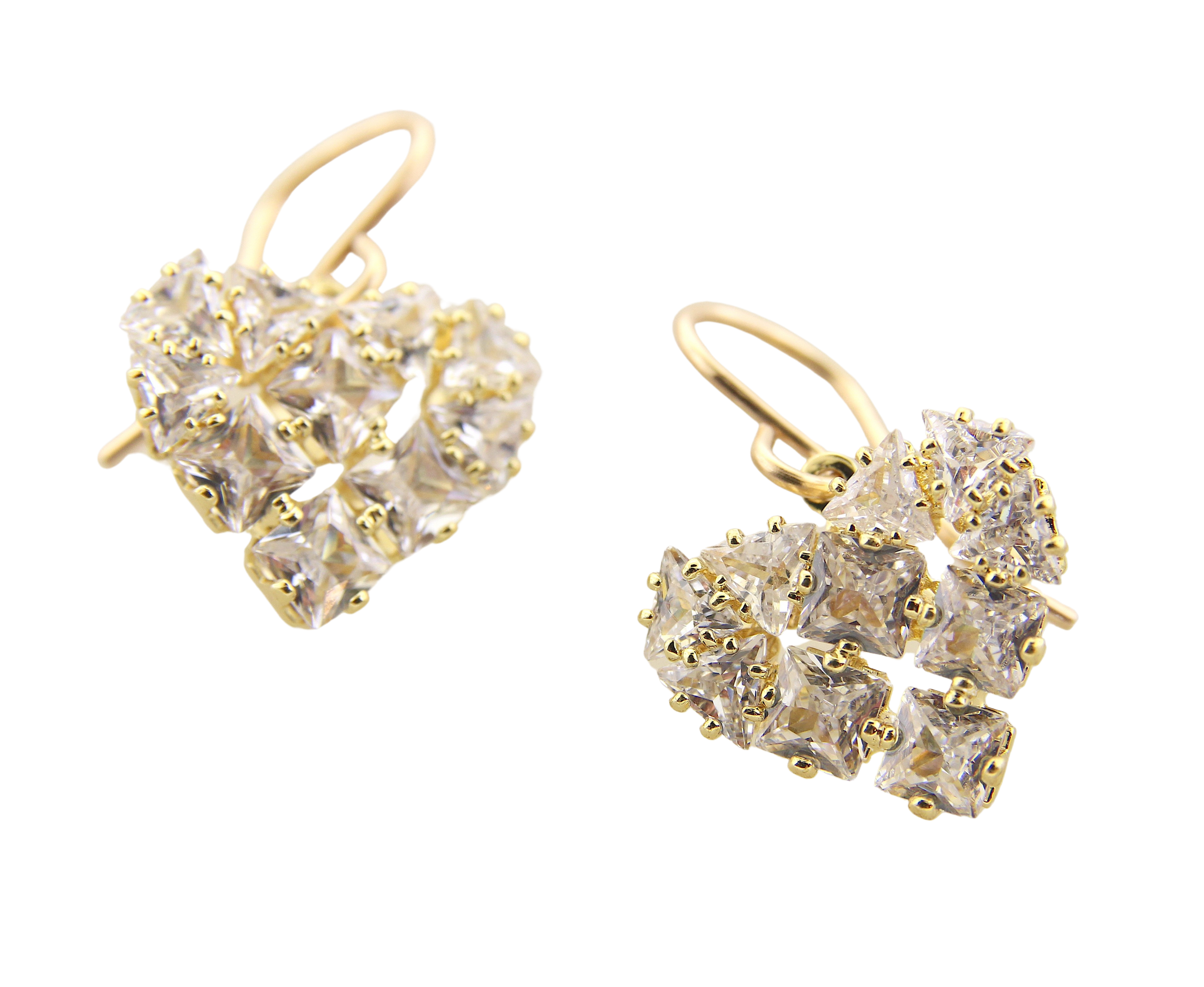 CZ - Sparkle Cube Heart Earrings