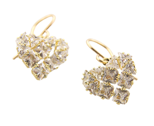 CZ - Sparkle Cube Heart Earrings