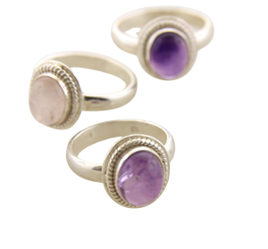 Various Oval Gemstone & Silver Rings