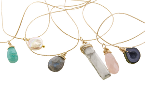 Corded Gemstone Necklace - Assorted Fancy Stones