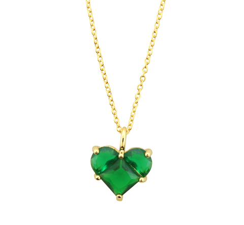 CZ Heart  - Green