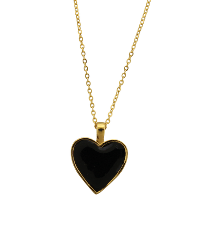 Enamel Heart Pendant - Black