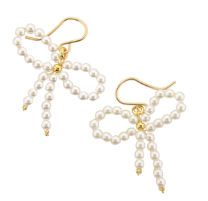 Faux Pearl Bow Earrings