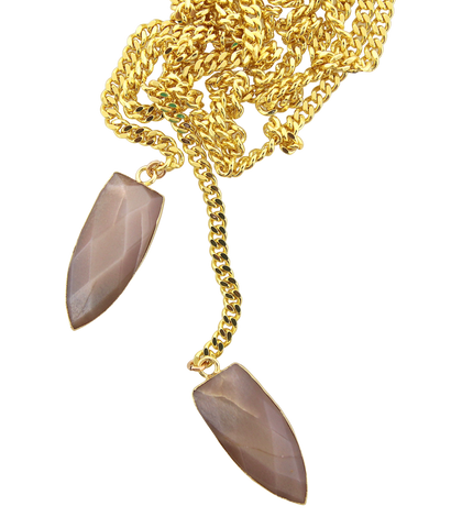 Tie Necklace - Chocolate Moonstone  XL