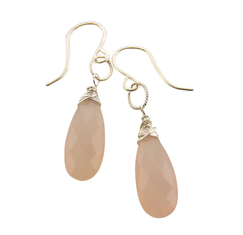 Dainty Drops - Rose Quartz LG Silver