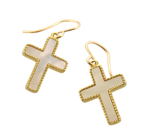 Mother of Pearl Cross Earrings