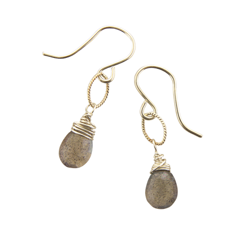 Dainty Drops - Labradorite on Sterling Silver