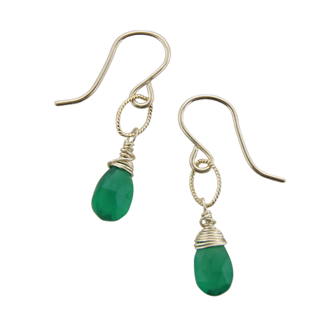 Dainty Drops - Green Onyx on Sterling Silver