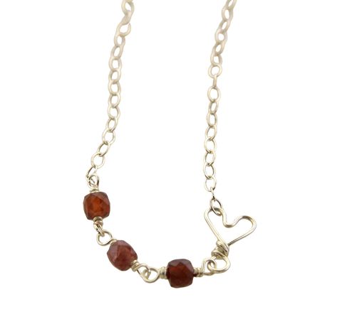 Sweet & Simple Heart Necklace - Sterling Silver & Garnet