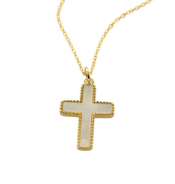 Mother of Pearl Cross Necklace