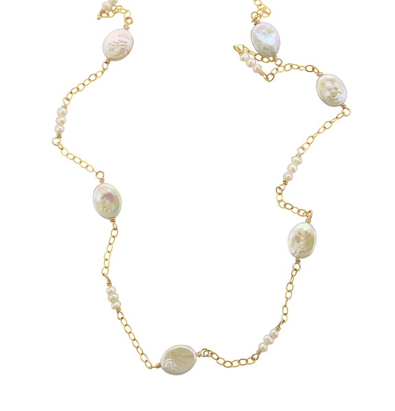 Belle - Freshwater Pearls on Gold filed Chain