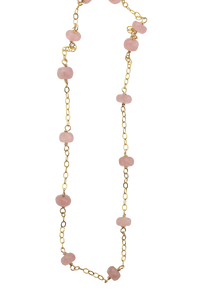 Capri - Rose Quartz Beaded Chain Necklace 14K Gold-filled