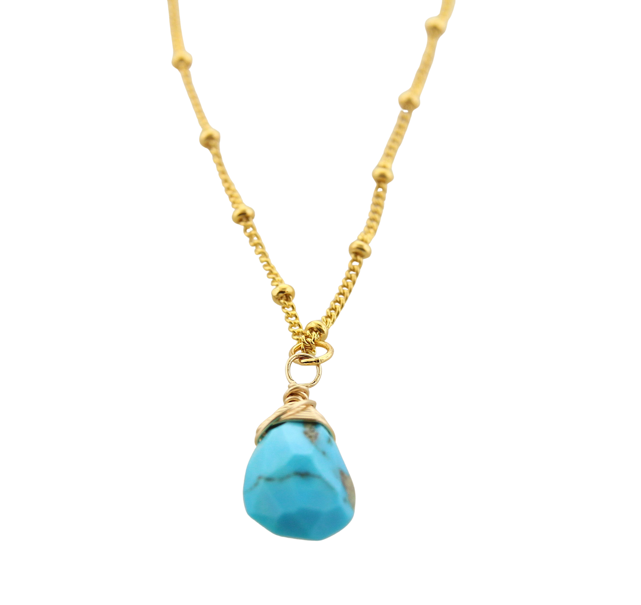 Gem Drop Necklace  - Turquoise