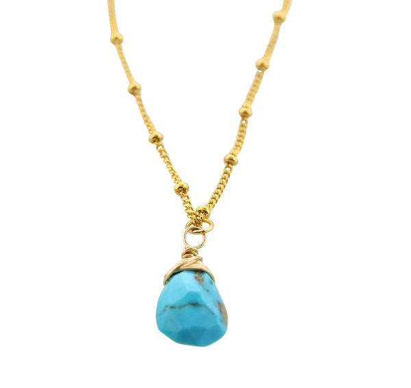 Gem Drop Necklace  - Turquoise