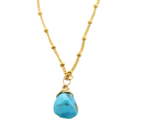 Gem Drop Necklace  - Turquoise