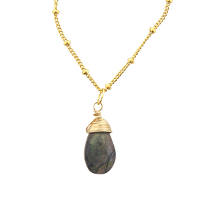 Gem Drop Necklace  -Labradorite