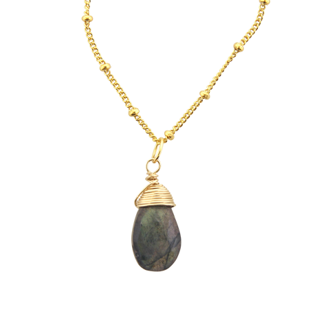 Gem Drop Necklace  -Labradorite