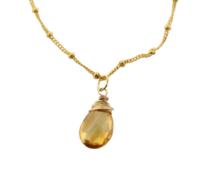 Gem Drop Necklace  - Citrine