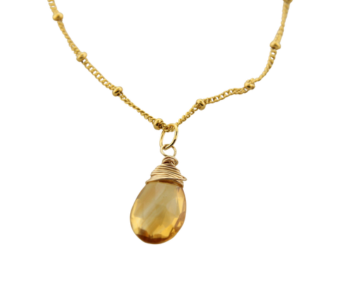 Gem Drop Necklace  - Citrine