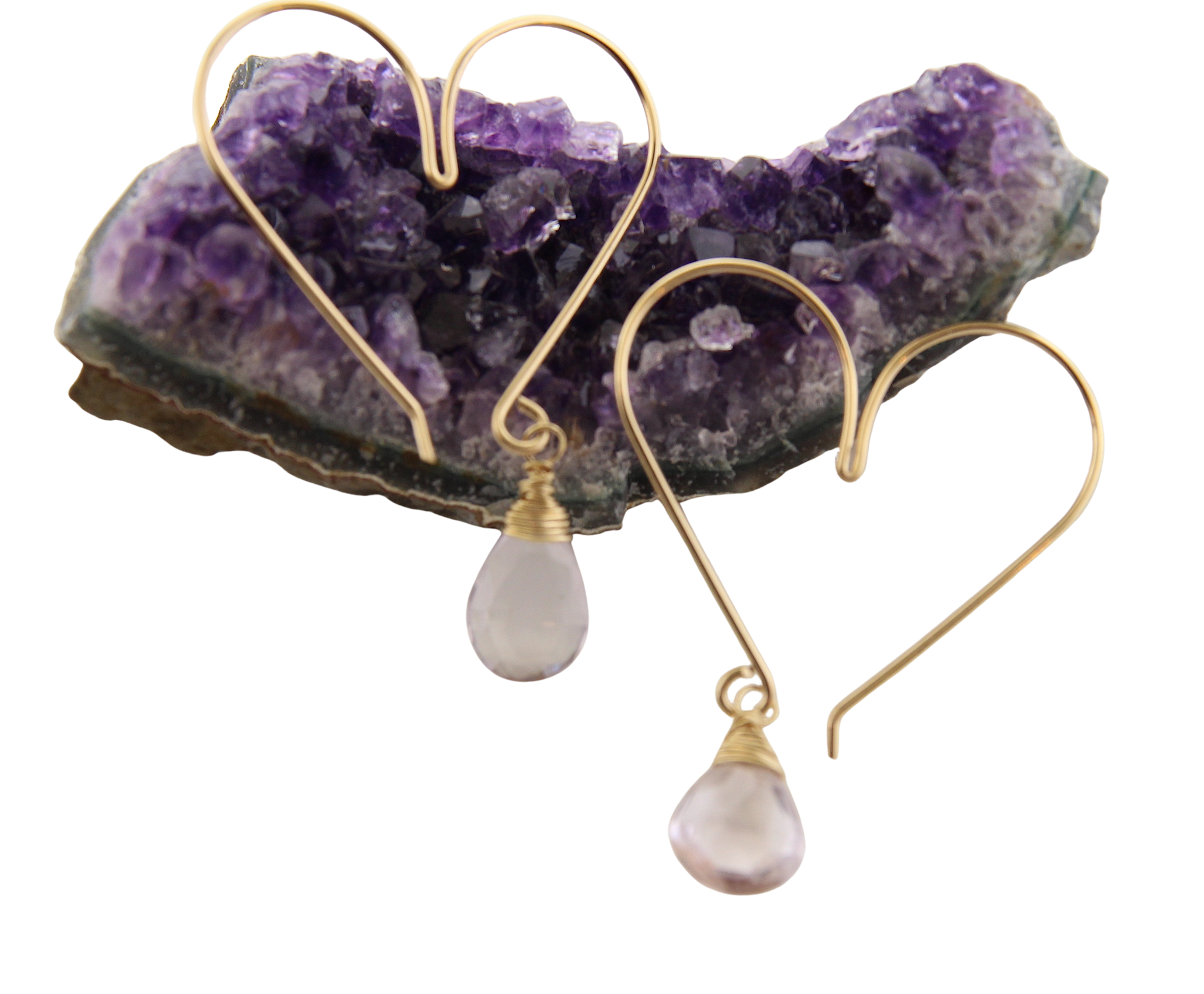 Heart Hoops - Medium Light Amethyst