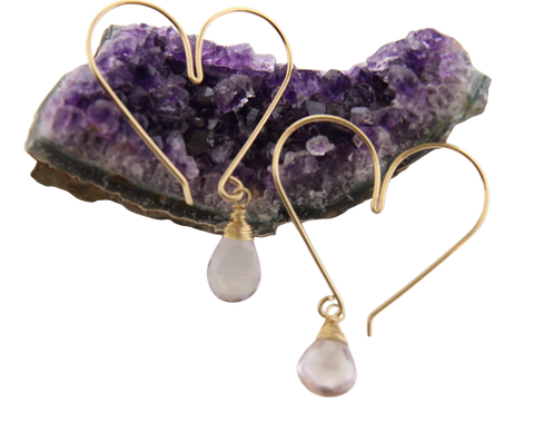 Heart Hoops - Medium Light Amethyst