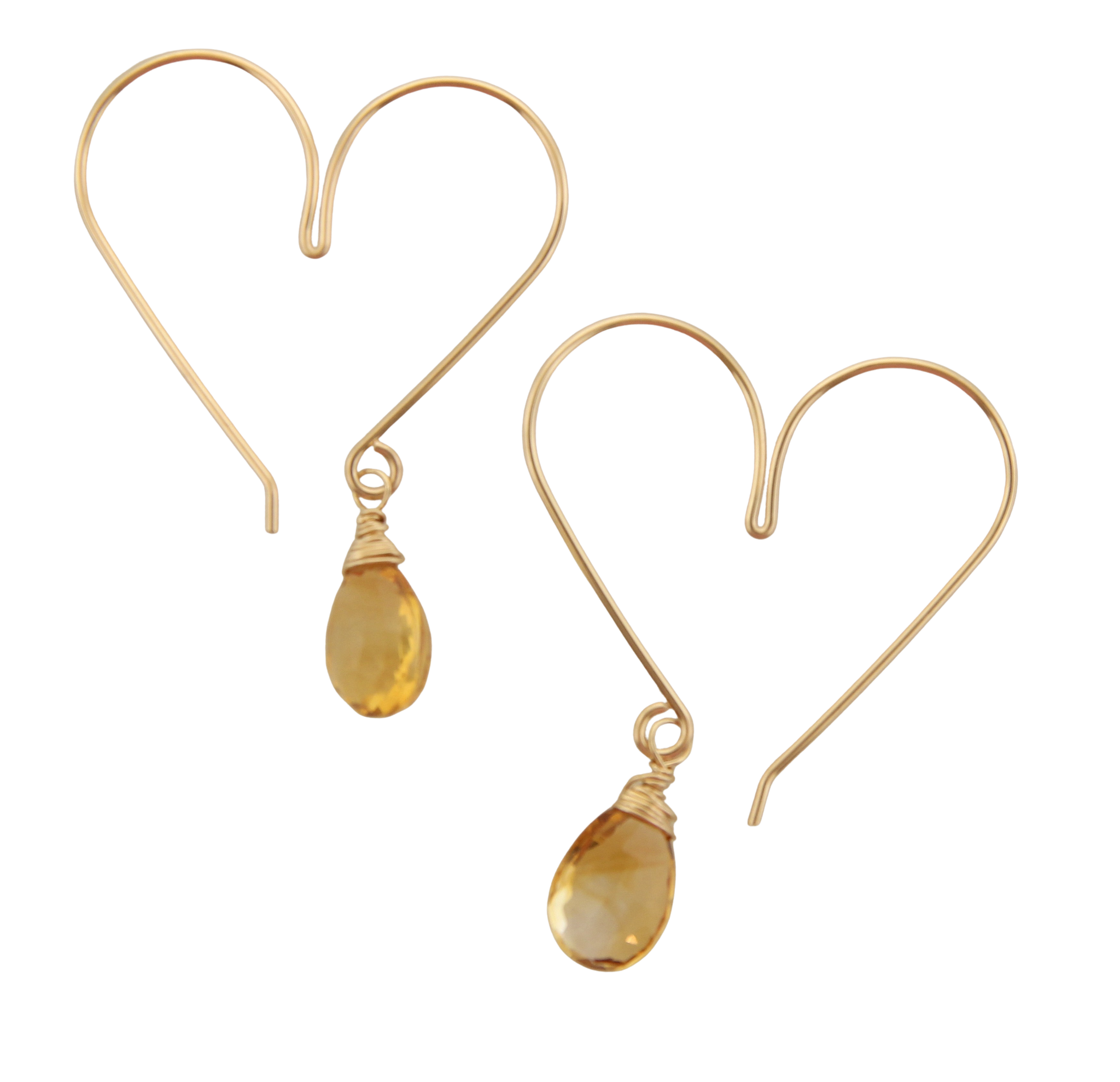 Heart Hoops - Medium Citrine Gold-filled