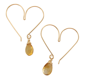 Heart Hoops - Medium Citrine Gold-filled