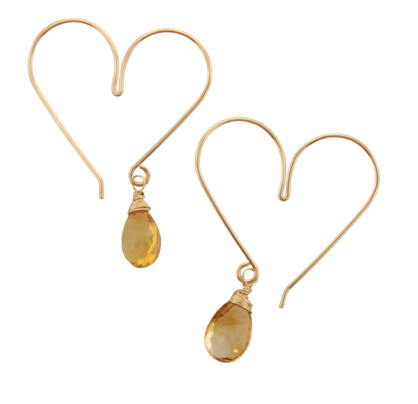 Heart Hoops - Medium Citrine Gold-filled