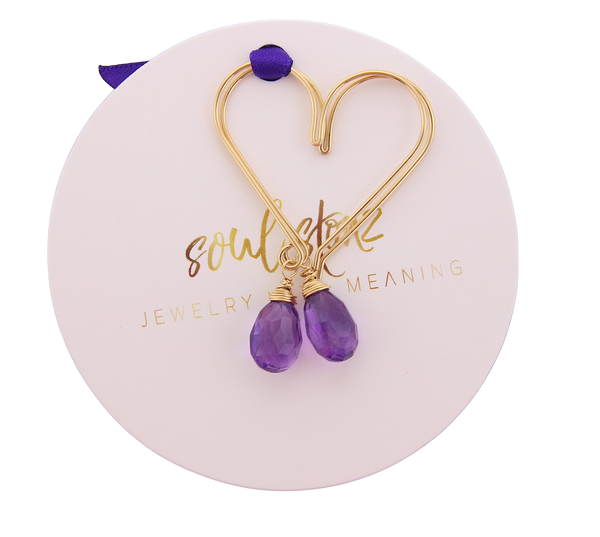 Heart Hoops Medium -Amethyst