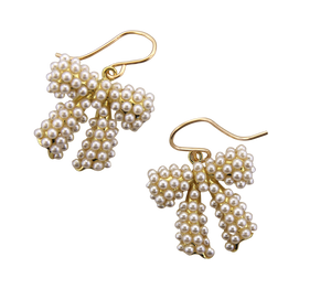 Faux Pearl Puffy Bow Earrings