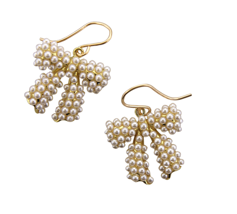 Faux Pearl Puffy Bow Earrings