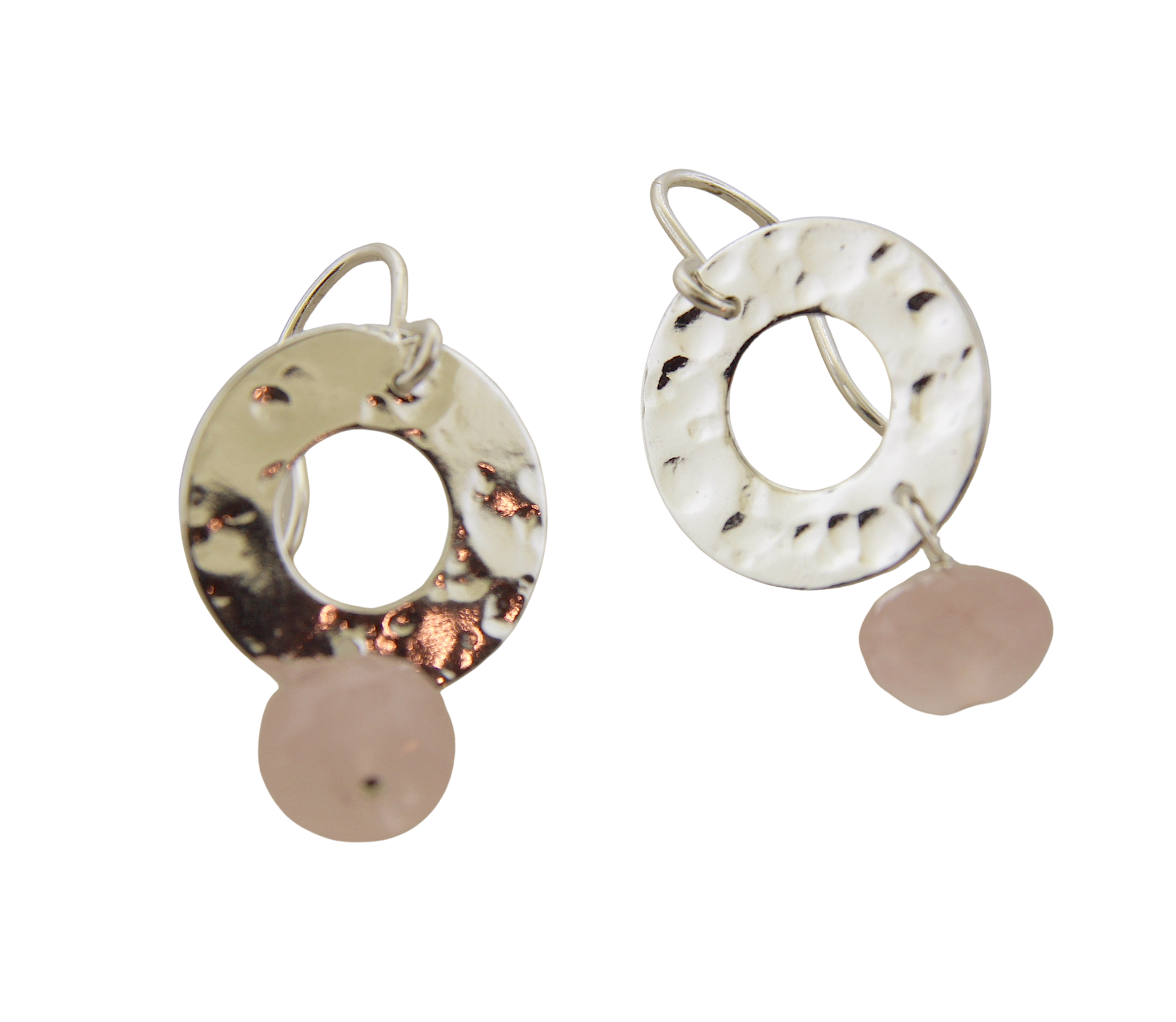 Hammered Circle Disc Earrings