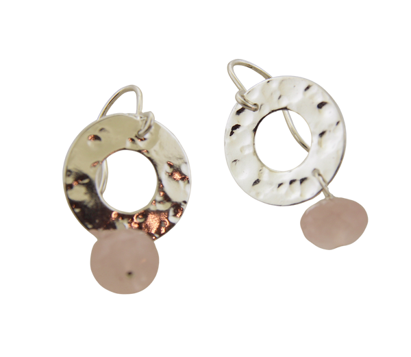 Hammered Circle Disc Earrings