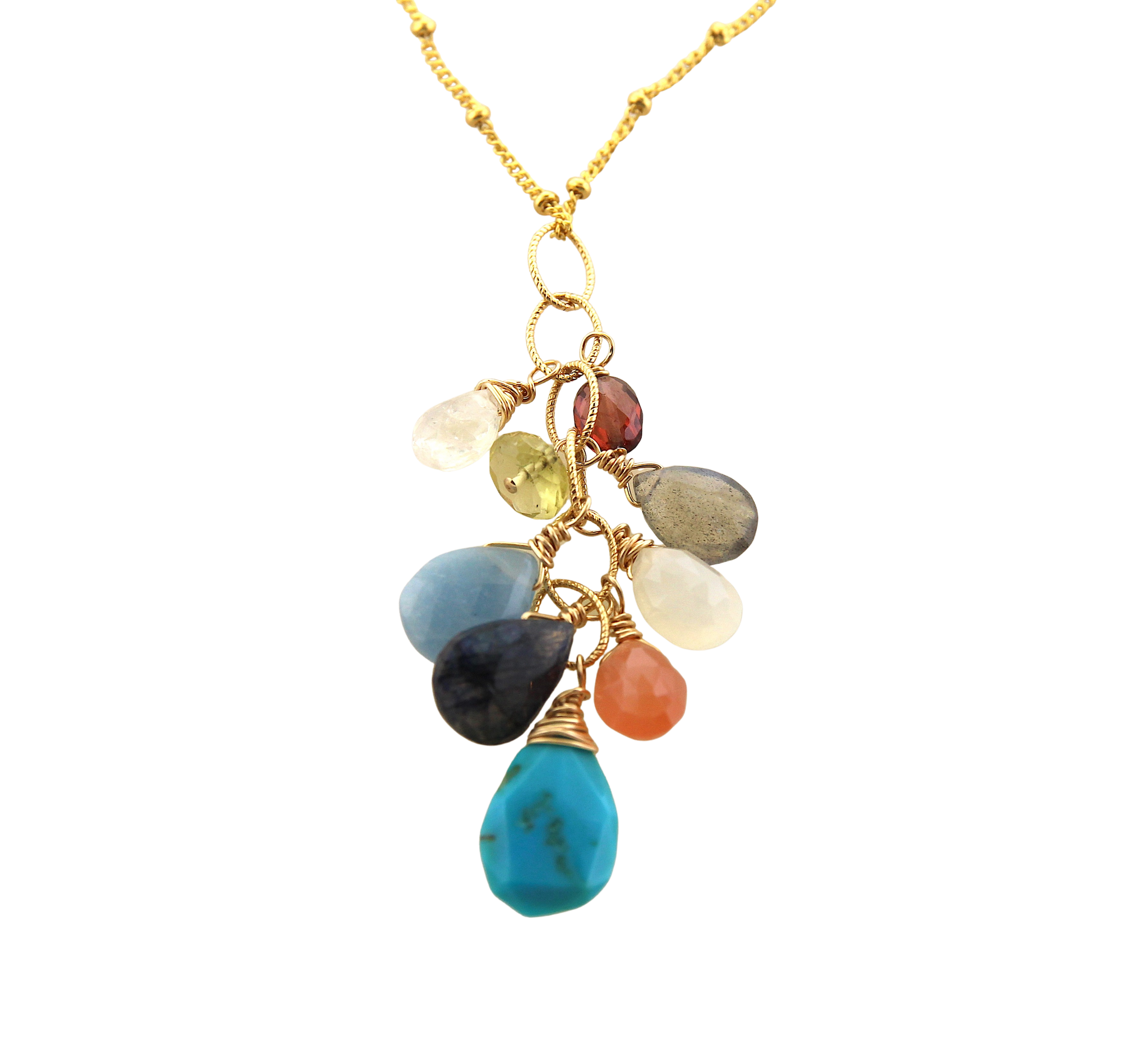 Gemstone Cluster Necklace  - Mulit Gemstone