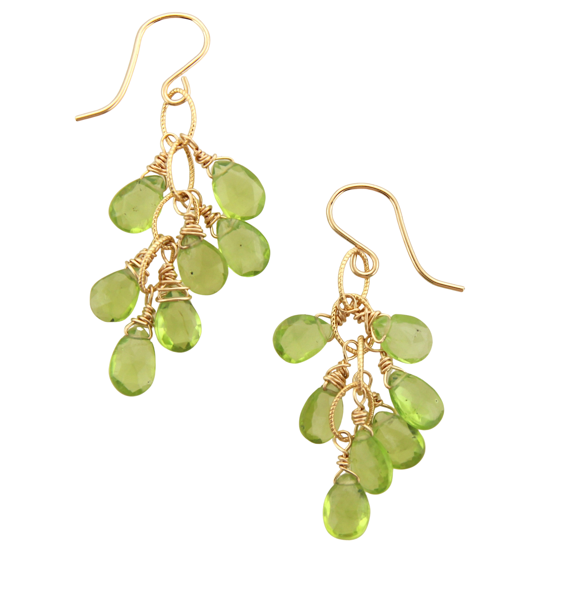 Gemstone Cluster Earrings - Peridot